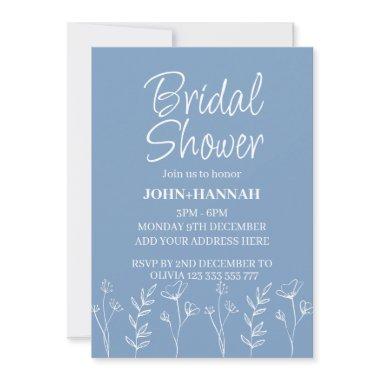 Personalized Boho Periwinkle Floral Bridal Shower Invitations