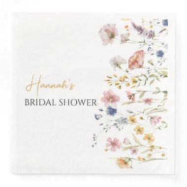 Personalized Boho Wildflower Bridal Shower Paper Dinner Napkins