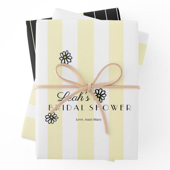 Personalized Bridal Shower Daisy Collection Gift Wrapping Paper Sheets