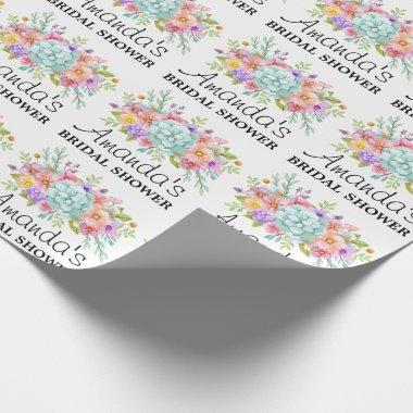 Personalized Bridal shower Floral Wrapping Paper