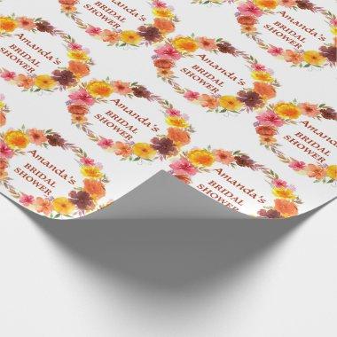 Personalized Bridal shower Floral Wreath Wrapping Paper