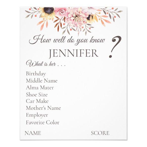 Personalized Bridal Shower Game Sheets Flyer