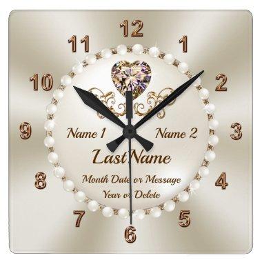 Personalized Bridal Shower Gifts for the Bride, Square Wall Clock
