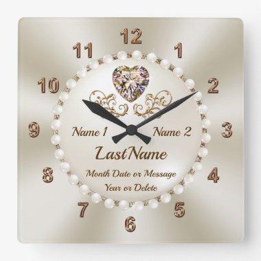 Personalized Bridal Shower Gifts for the Bride, Square Wall Clock
