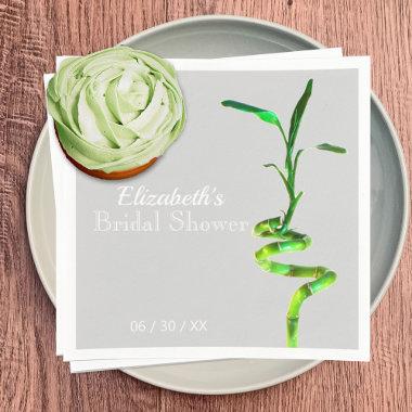 Personalized Bridal Shower Lucky Bamboo Light Gray Napkins