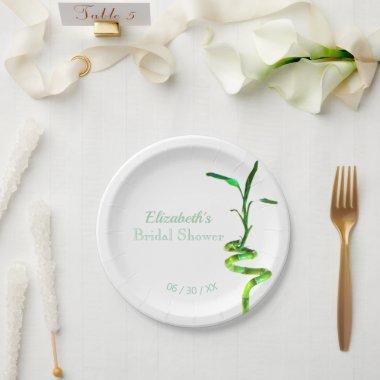 Personalized Bridal Shower Lucky Bamboo Yellow Paper Plates