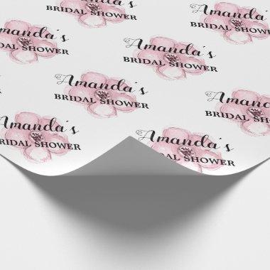 Personalized Bridal shower Pink Floral Wrapping Paper