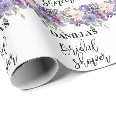 Personalized Bridal shower Violet Floral Wrapping Wrapping Paper