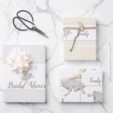 Personalized Bridal Shower Wedding Bells Gift Wrapping Paper Sheets