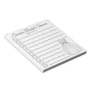 Personalized  Wedding Gown List Notepad
