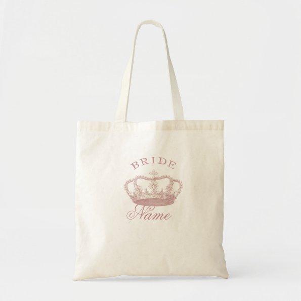 Personalized Bride gift - Pink Crown Tote Bag