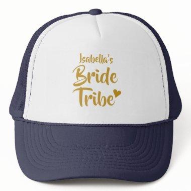 Personalized Bride Tribe Gold Heart Bridal Shower Trucker Hat