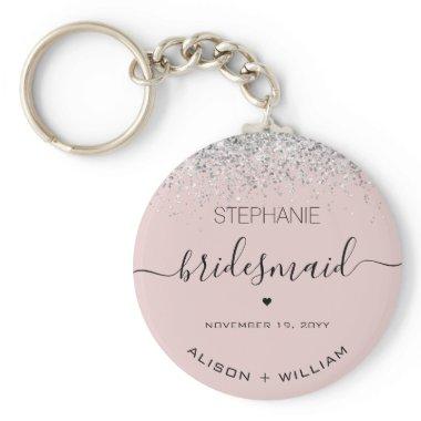 Personalized Bridesmaid Glitter confetti effect Keychain