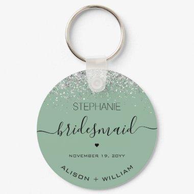 Personalized Bridesmaid Glitter confetti effect Keychain
