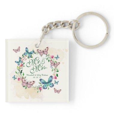 Personalized Butterfly Wreath Wedding Keychain