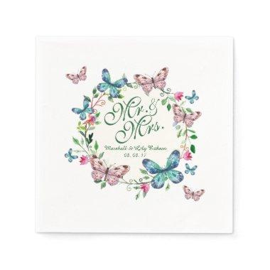 Personalized Butterfly Wreath Wedding | Napkin