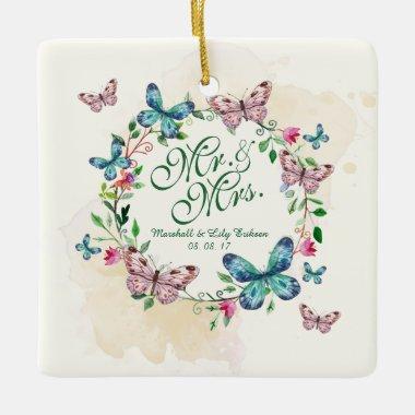 Personalized Butterfly Wreath Wedding | Ornament