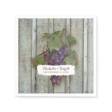 Personalized Cocktail Party Decor Wine Grape Theme Napkins