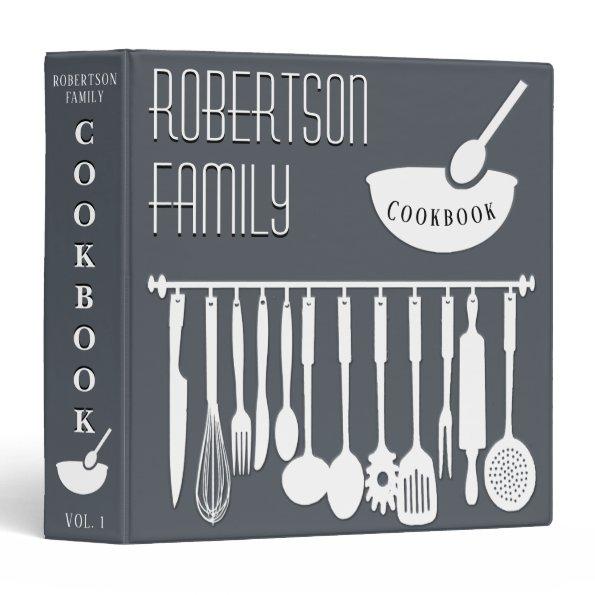 Personalized Cookbook for Recipes Chalkboard 3 Ring Binder