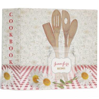 Personalized Cookbook for Recipes Red Checkered 3 Ring Binder