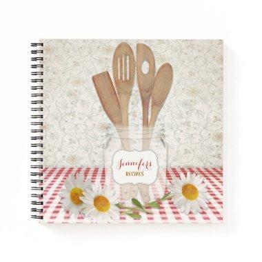 Personalized Cookbook for Recipes Red Checkered Notebook