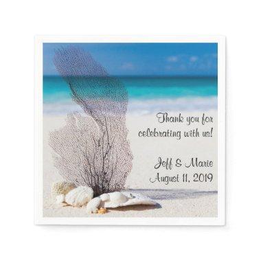 Personalized Coral Beach Wedding Napkins