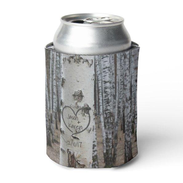 Personalized Country Rustic Carved Heart Can Cooler