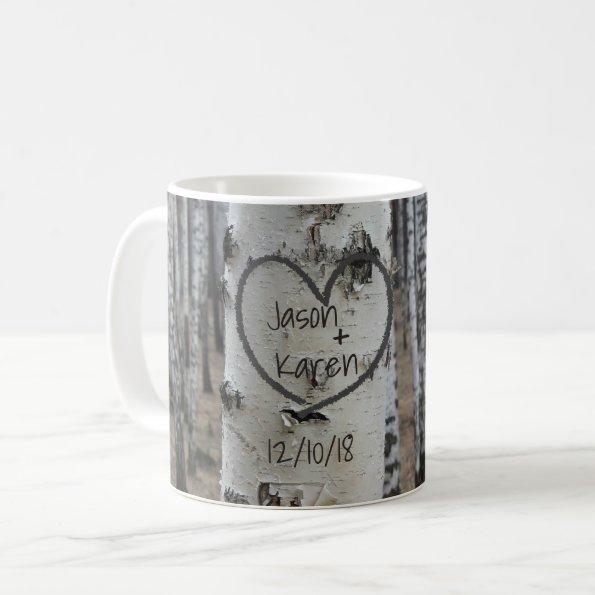 Personalized Country Rustic Carved Heart Coffee Mug
