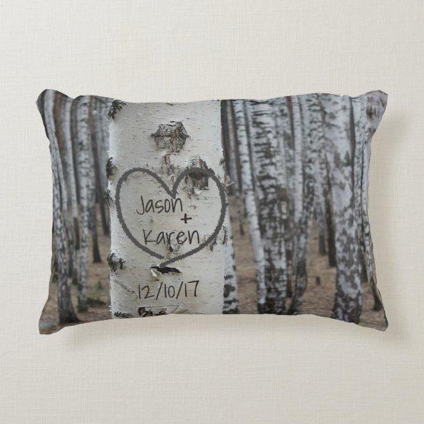 Personalized Country Rustic Carved Heart Decorative Pillow