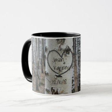 Personalized Country Rustic Carved Heart Mug