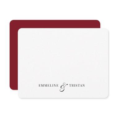 Personalized Couples Stationery Burgundy Red Note