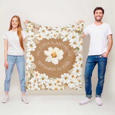 Personalized Daisy Floral Keepsake Wedding Fleece Blanket