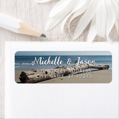 Personalized Driftwood Ocean Summer Beach Waves  Label