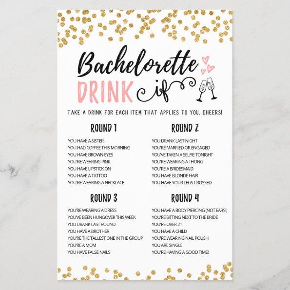 Personalized DRINK IF Bachelorette, Hen Party game