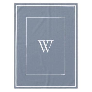 Personalized dusty blue initial tablecloth