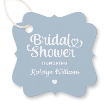 Personalized Dusty Blue Wedding Bridal Shower Favor Tags