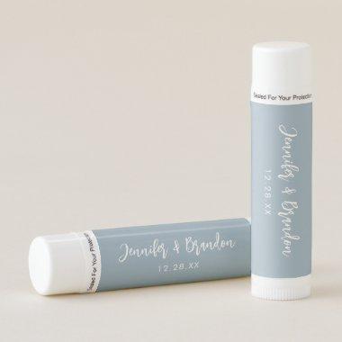 Personalized Dusty Blue Wedding Party Favors Lip Balm