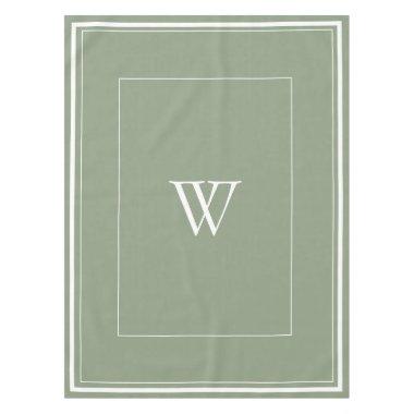 Personalized dusty green initial tablecloth