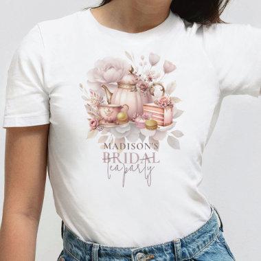 Personalized Dusty Pink Watercolor Bridal Tea T-Shirt