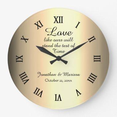 Personalized Elegant Gold Foil Wedding Keepsake Large Clock