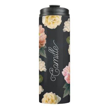 Personalized Elegant Pink Floral Thermal Tumbler