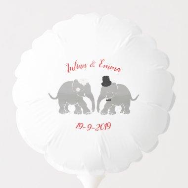 Personalized Elephant Wedding Cute Bride & Groom Balloon