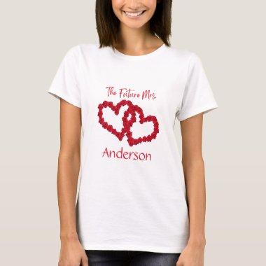 Personalized Engagement Bachelorette Red Heart T-Shirt