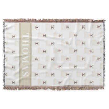 Personalized English Bulldog (White) Throw Blanket