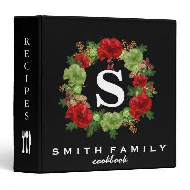 Personalized Family Monogram  Recipe 3 Ring Binder