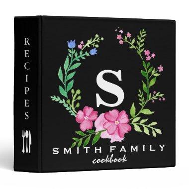 Personalized Family Monogram Bridal shower Recipe 3 Ring Binder