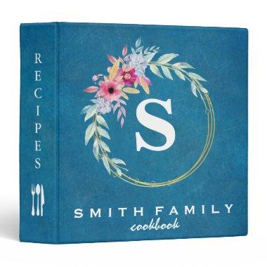 Personalized Family Monogram Bridal shower Recipe 3 Ring Binder