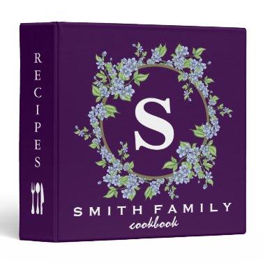 Personalized Family Monogram  Recipe 3 Ring Binder