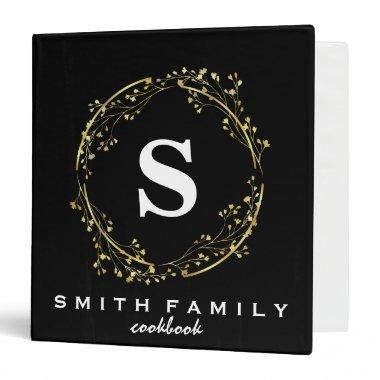Personalized Family Monogram  Recipe 3 Ring Binder