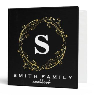 Personalized Family Monogram Bridal shower Recipe 3 Ring Binder